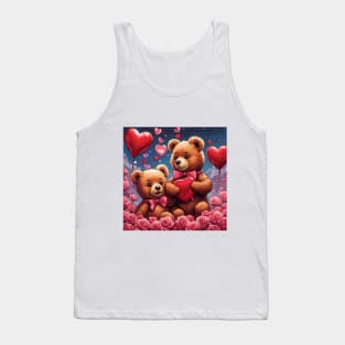 Teddy celebrating Valentines day, randome floating love hearts Tank Top